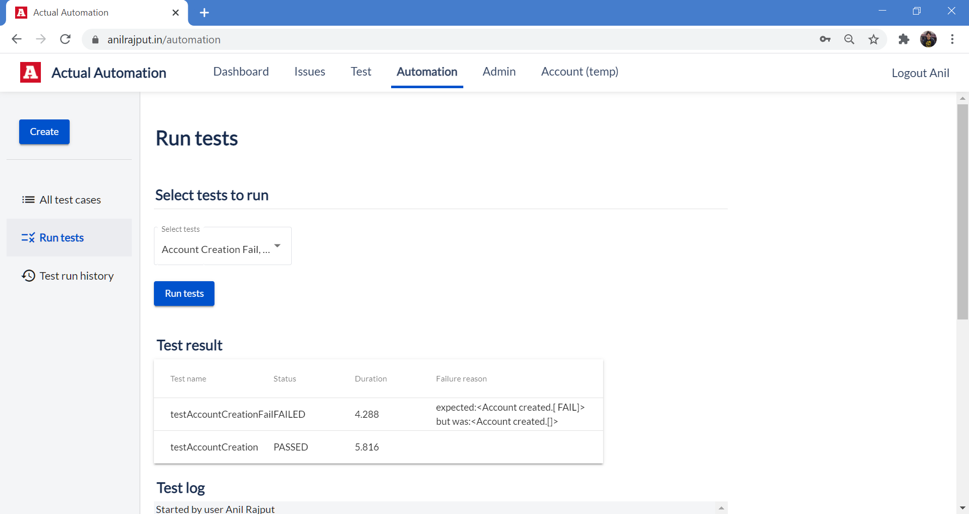 Run UI Test Case