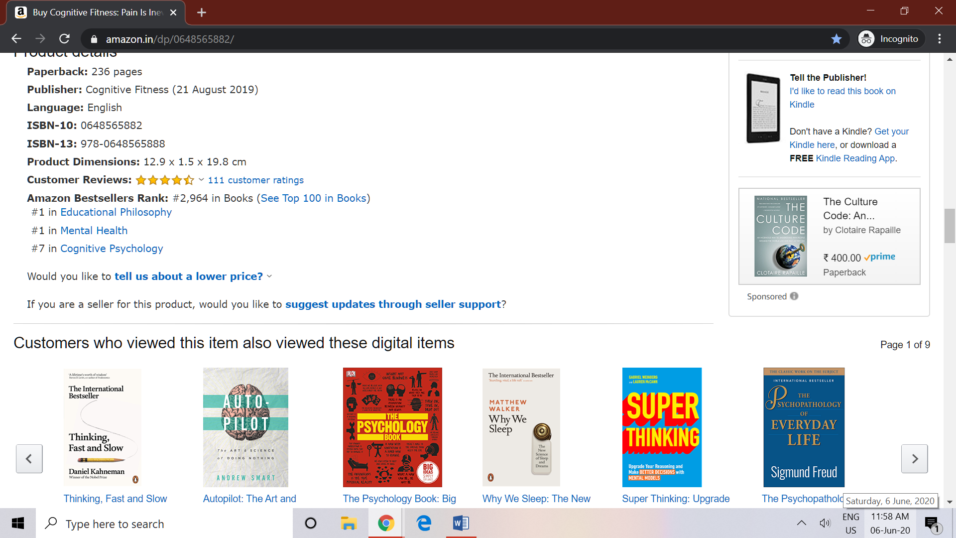 Cognitive Fitness - Bestseller on Amazon.in